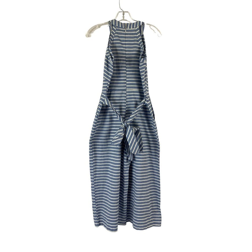 Women's Blue & White Stripe Pants Jumpsuit - Picture 2 of 8